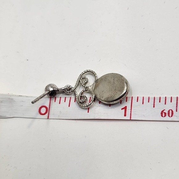 Filigree Silver Tone Clear Cameo Dangle Drop Stud Earrings Costume Jewelry - Picture 4 of 5